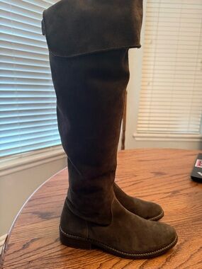 Frye Brown Leather Tall Riding Boots Knee High Size 7 Classic Zip
